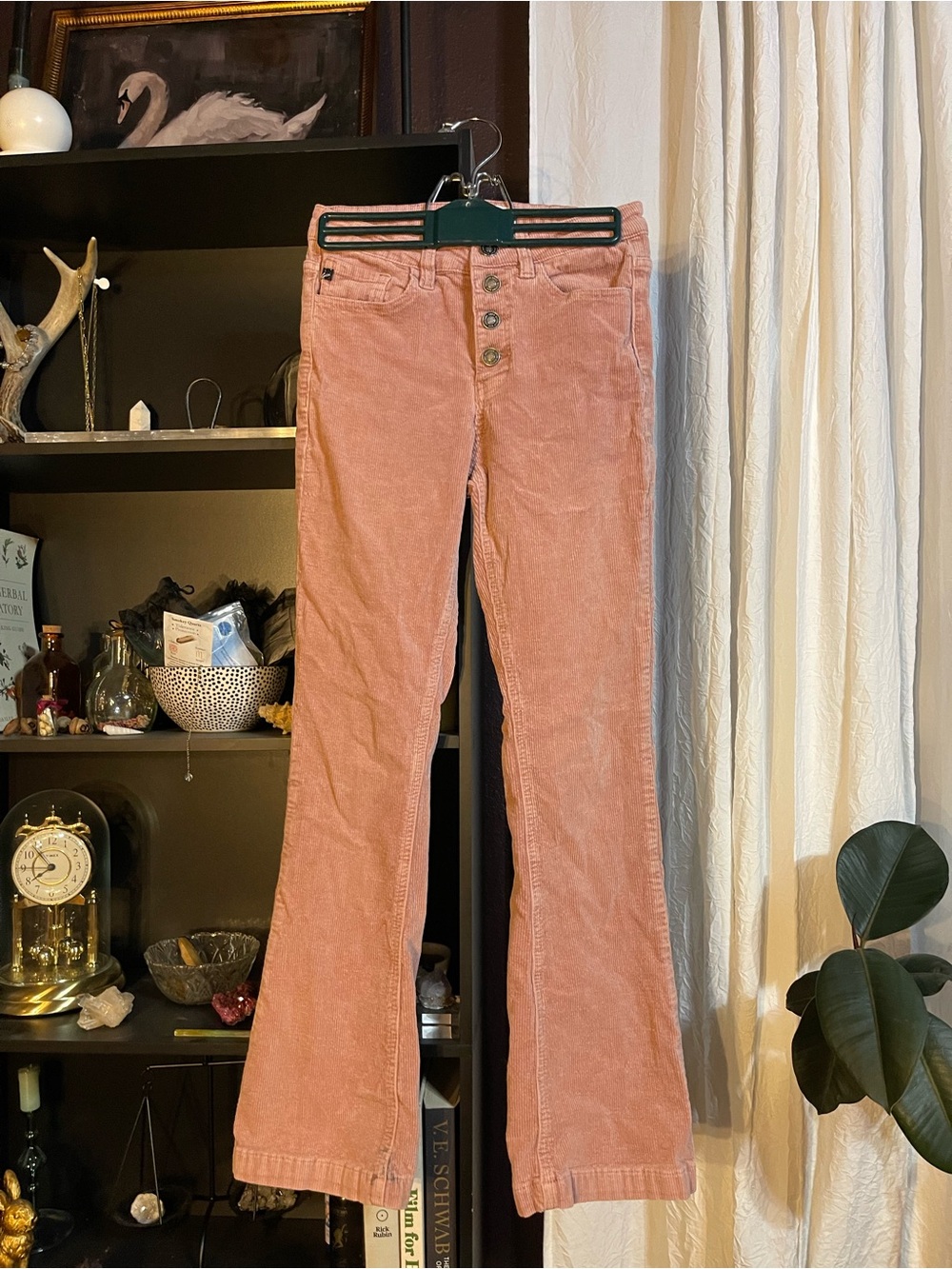 KanCan Dusty Rose Corduroy Cropped Flare Jeans